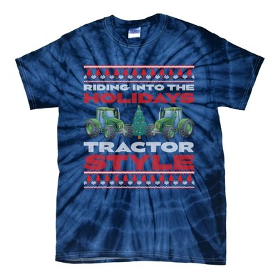 Funny Christmas Tractor Xmas Tractor Holiday Farm Truck Driver Tie-Dye T-Shirt