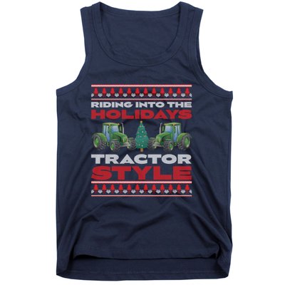 Funny Christmas Tractor Xmas Tractor Holiday Farm Truck Driver Tank Top