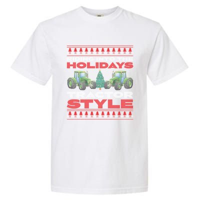 Funny Christmas Tractor Xmas Tractor Holiday Farm Truck Driver Garment-Dyed Heavyweight T-Shirt