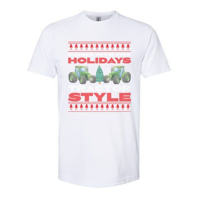 Funny Christmas Tractor Xmas Tractor Holiday Farm Truck Driver Softstyle CVC T-Shirt