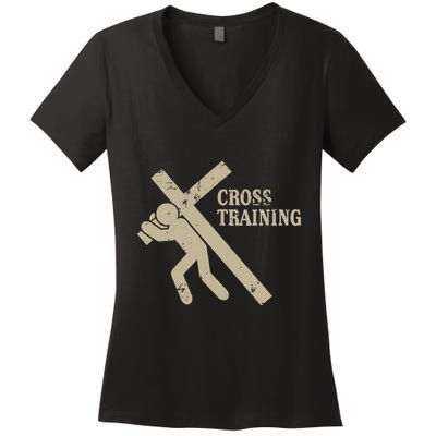 Funny Cross Training Religious Weightlifting Exercise Women's V-Neck T-Shirt