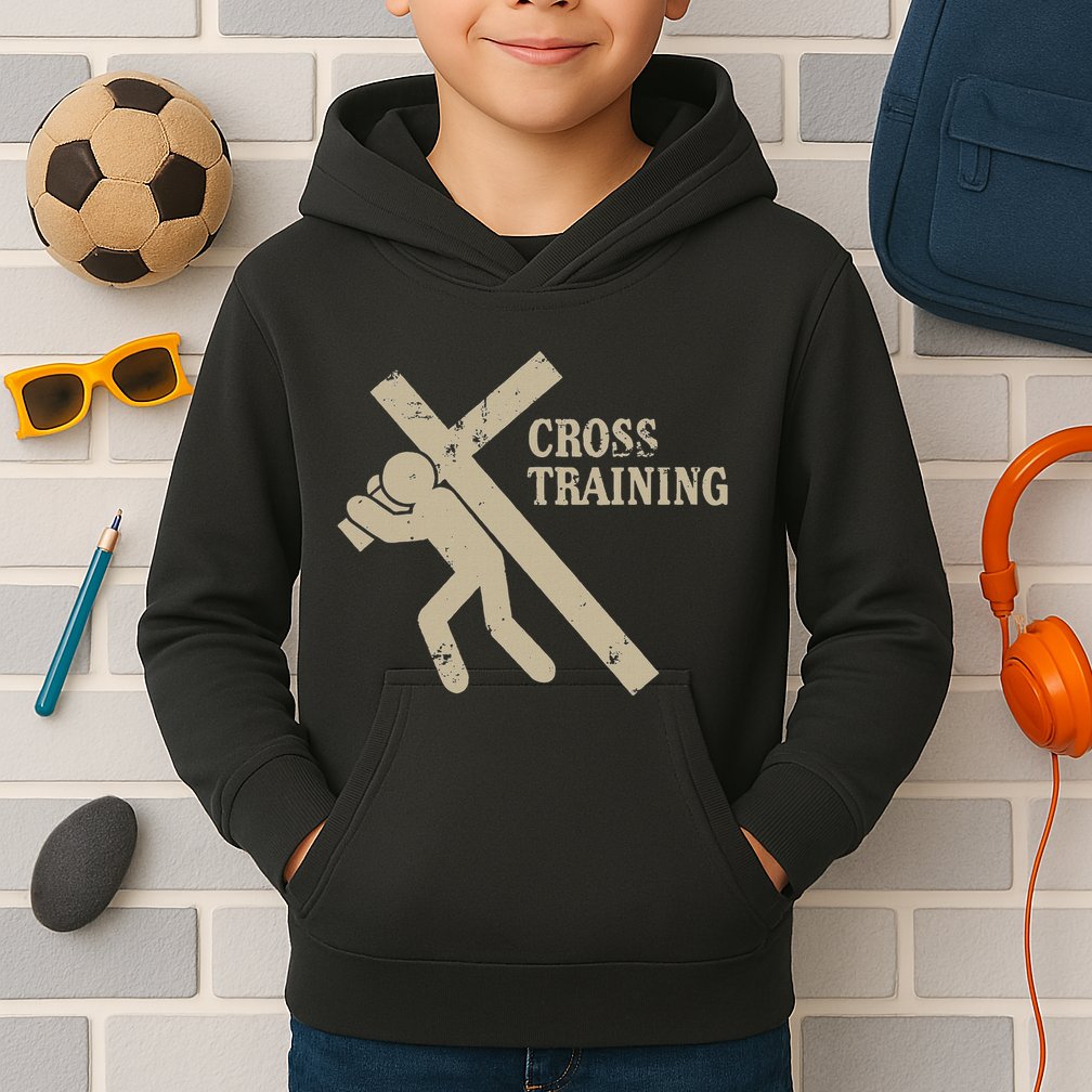 Funny Cross Training Religious Weightlifting Exercise Kids Hoodie