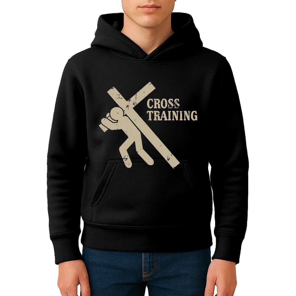 Funny Cross Training Religious Weightlifting Exercise Kids Hoodie