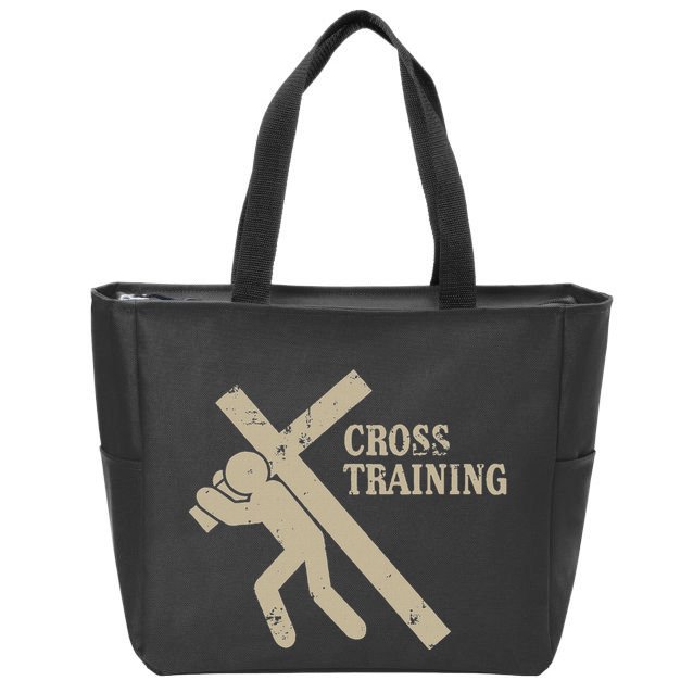 Funny Cross Training Religious Weightlifting Exercise Zip Tote Bag