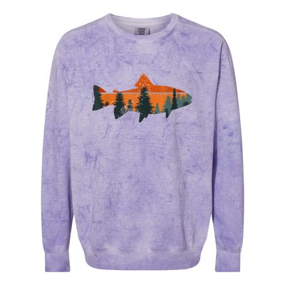 Funny Camping Trout Fly Fishing Nature Outdoor Fisherman Gift Colorblast Crewneck Sweatshirt