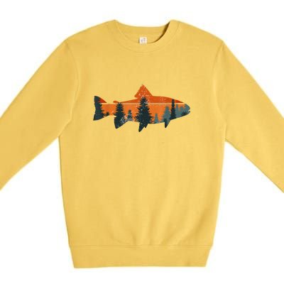 Funny Camping Trout Fly Fishing Nature Outdoor Fisherman Gift Premium Crewneck Sweatshirt