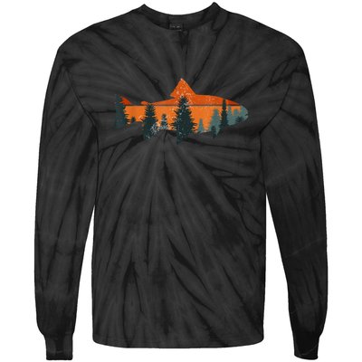 Funny Camping Trout Fly Fishing Nature Outdoor Fisherman Gift Tie-Dye Long Sleeve Shirt