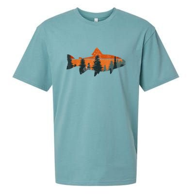 Funny Camping Trout Fly Fishing Nature Outdoor Fisherman Gift Sueded Cloud Jersey T-Shirt