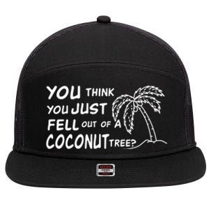 Funny Coconut Tree Kamala Harris Political Humor 7 Panel Mesh Trucker Snapback Hat