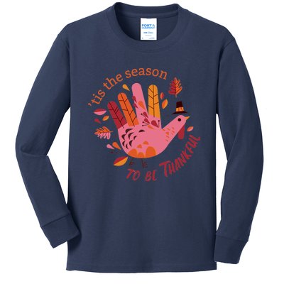 Funny Cute Thankful Season Turkey Kids Long Sleeve Shirt