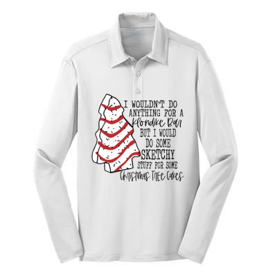 Funny Christmas Tree Cakes Silk Touch Performance Long Sleeve Polo