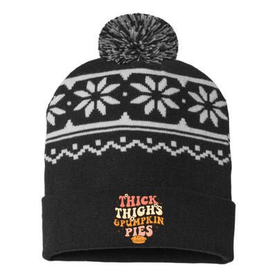 Funny Cute Thanksgiving Thick Thighs Pumpkin Pies Autumn USA-Made Snowflake Beanie