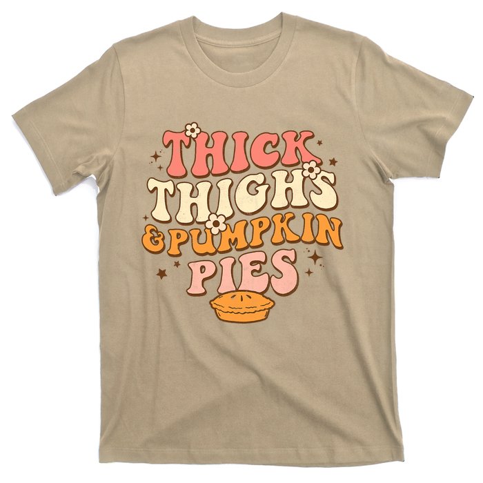 Funny Cute Thanksgiving Thick Thighs Pumpkin Pies Autumn T-Shirt