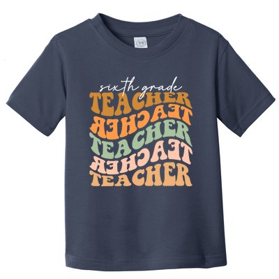 Funny Cute Thankful Sixth Grade Teacher Retro Fall Vibes Autumn Leaves Toddler T-Shirt