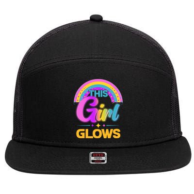 Funny Cute This Girl Glows 7 Panel Mesh Trucker Snapback Hat