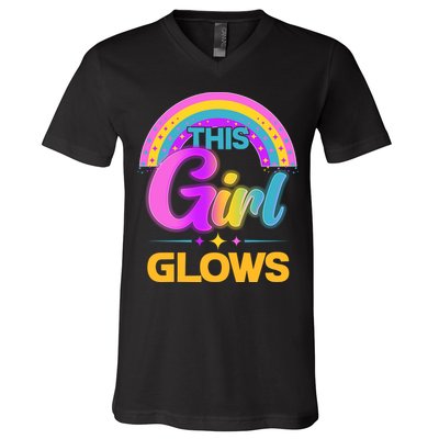 Funny Cute This Girl Glows V-Neck T-Shirt