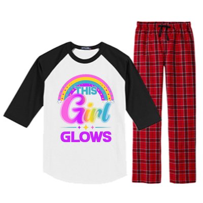 Funny Cute This Girl Glows Raglan Sleeve Pajama Set