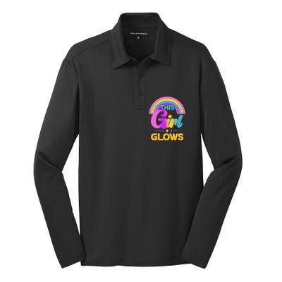 Funny Cute This Girl Glows Silk Touch Performance Long Sleeve Polo