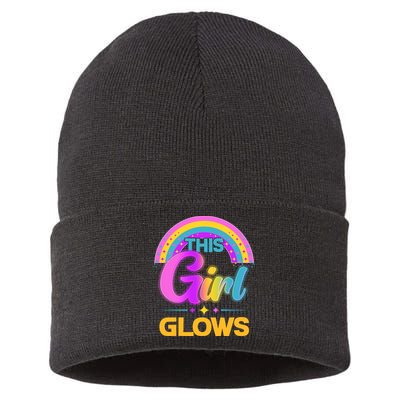 Funny Cute This Girl Glows Sustainable Knit Beanie