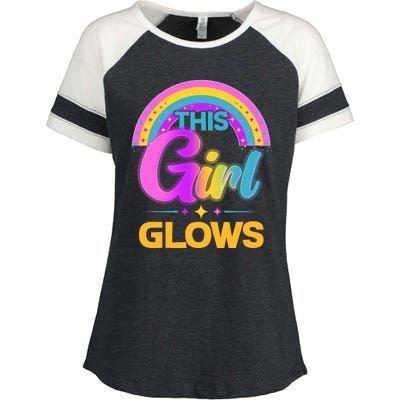 Funny Cute This Girl Glows Enza Ladies Jersey Colorblock Tee