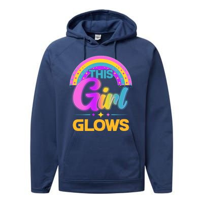 Funny Cute This Girl Glows Performance Fleece Hoodie