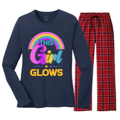 Funny Cute This Girl Glows Women's Long Sleeve Flannel Pajama Set 