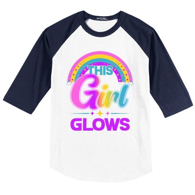 Funny Cute This Girl Glows Baseball Sleeve Shirt