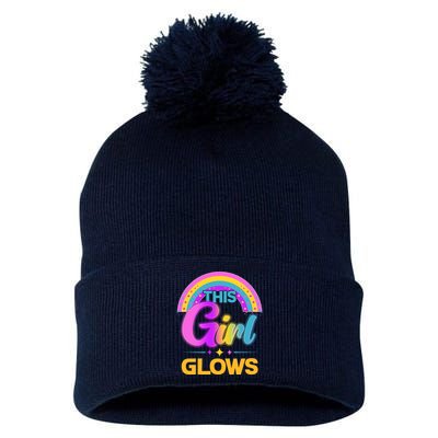 Funny Cute This Girl Glows Pom Pom 12in Knit Beanie