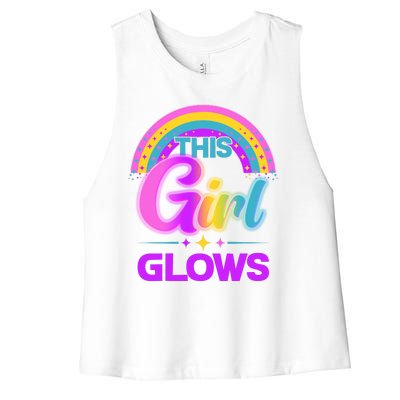 Funny Cute This Girl Glows Women's Racerback Cropped Tank