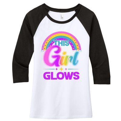 Funny Cute This Girl Glows Women's Tri-Blend 3/4-Sleeve Raglan Shirt