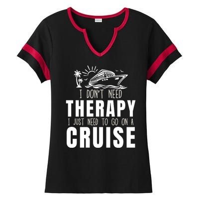 Funny Cruise Therapy Cruise Squad Cruise Ship Cruising Family Cruise Vacation Ladies Halftime Notch Neck Tee