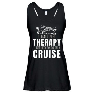 Funny Cruise Therapy Cruise Squad Cruise Ship Cruising Family Cruise Vacation Ladies Essential Flowy Tank