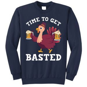 Funny Cute Thanksgiving Time To Get Basted Turkey Gift Sweatshirt