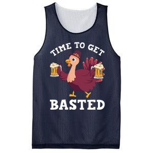 Funny Cute Thanksgiving Time To Get Basted Turkey Gift Mesh Reversible Basketball Jersey Tank