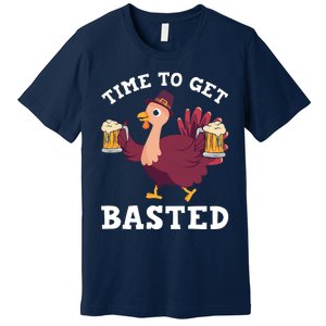 Funny Cute Thanksgiving Time To Get Basted Turkey Gift Premium T-Shirt