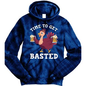 Funny Cute Thanksgiving Time To Get Basted Turkey Gift Tie Dye Hoodie