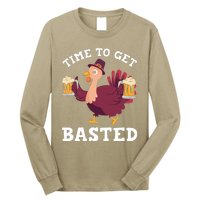 Funny Cute Thanksgiving Time To Get Basted Turkey Gift Long Sleeve Shirt