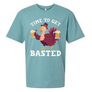 Funny Cute Thanksgiving Time To Get Basted Turkey Gift Sueded Cloud Jersey T-Shirt