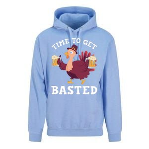 Funny Cute Thanksgiving Time To Get Basted Turkey Gift Unisex Surf Hoodie