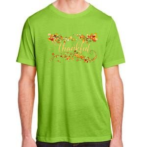 Funny Cute Thankful Thanksgiving Fall Autumn Leaves Adult ChromaSoft Performance T-Shirt