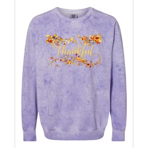 Funny Cute Thankful Thanksgiving Fall Autumn Leaves Colorblast Crewneck Sweatshirt