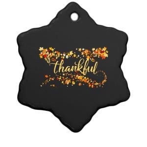 Funny Cute Thankful Thanksgiving Fall Autumn Leaves Ceramic Star Ornament