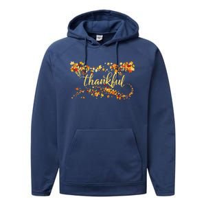 Funny Cute Thankful Thanksgiving Fall Autumn Leaves Performance Fleece Hoodie