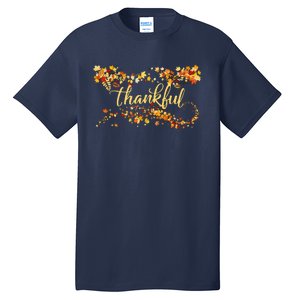 Funny Cute Thankful Thanksgiving Fall Autumn Leaves Tall T-Shirt