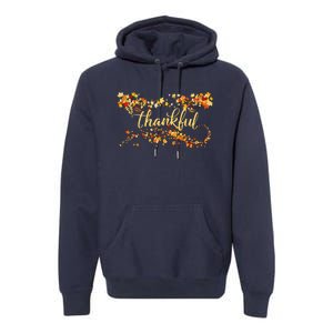 Funny Cute Thankful Thanksgiving Fall Autumn Leaves Premium Hoodie