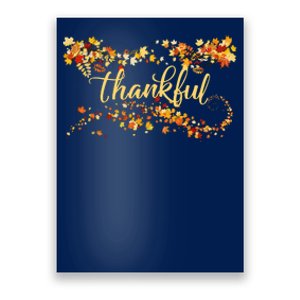 Funny Cute Thankful Thanksgiving Fall Autumn Leaves Poster