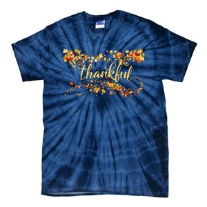 Funny Cute Thankful Thanksgiving Fall Autumn Leaves Tie-Dye T-Shirt