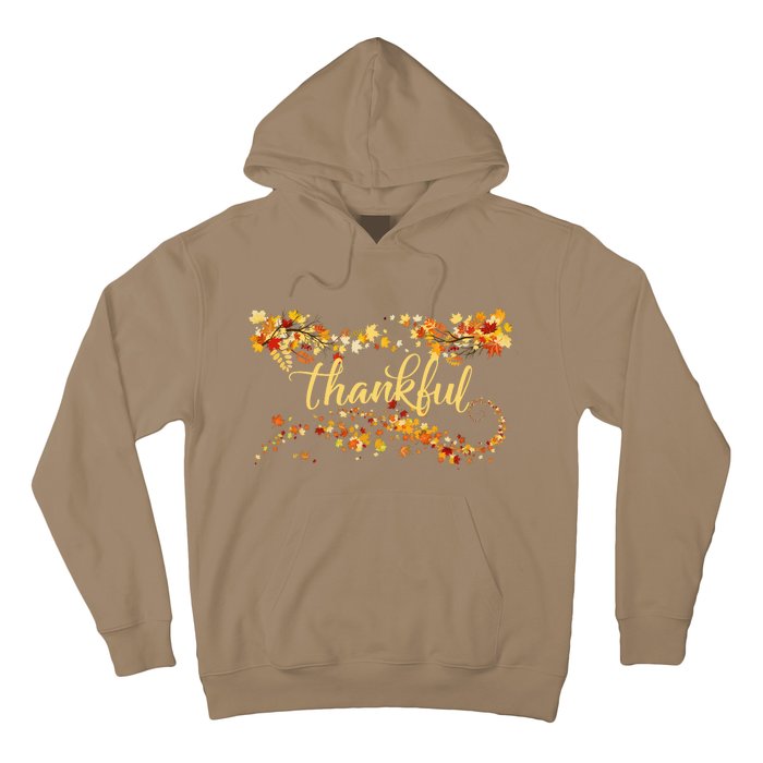 Funny Cute Thankful Thanksgiving Fall Autumn Leaves Hoodie