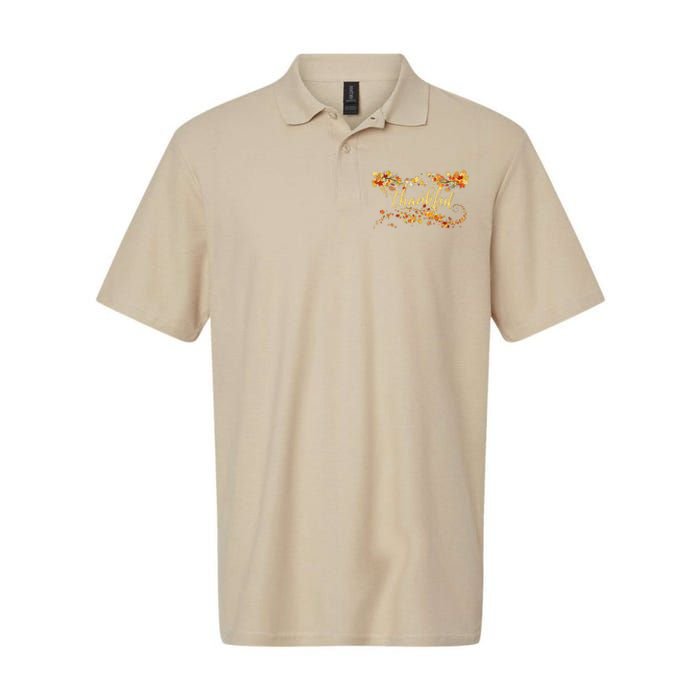 Funny Cute Thankful Thanksgiving Fall Autumn Leaves Softstyle Adult Sport Polo