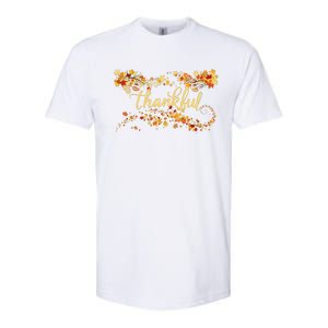 Funny Cute Thankful Thanksgiving Fall Autumn Leaves Softstyle CVC T-Shirt